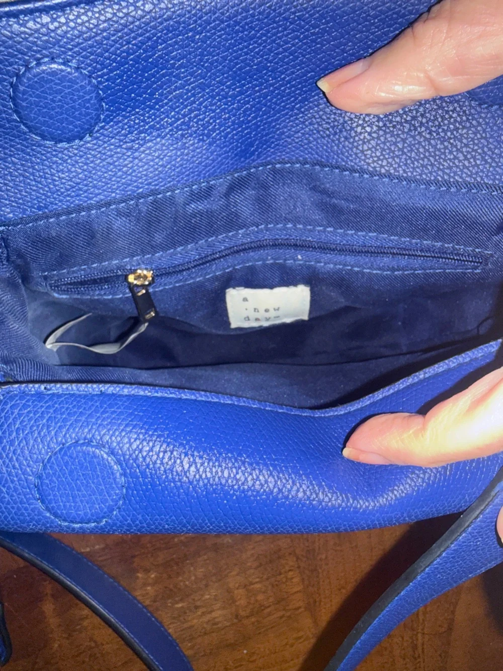 A New Day Blue Crossbody Bag Structured Faux Leather Shoulder Purse